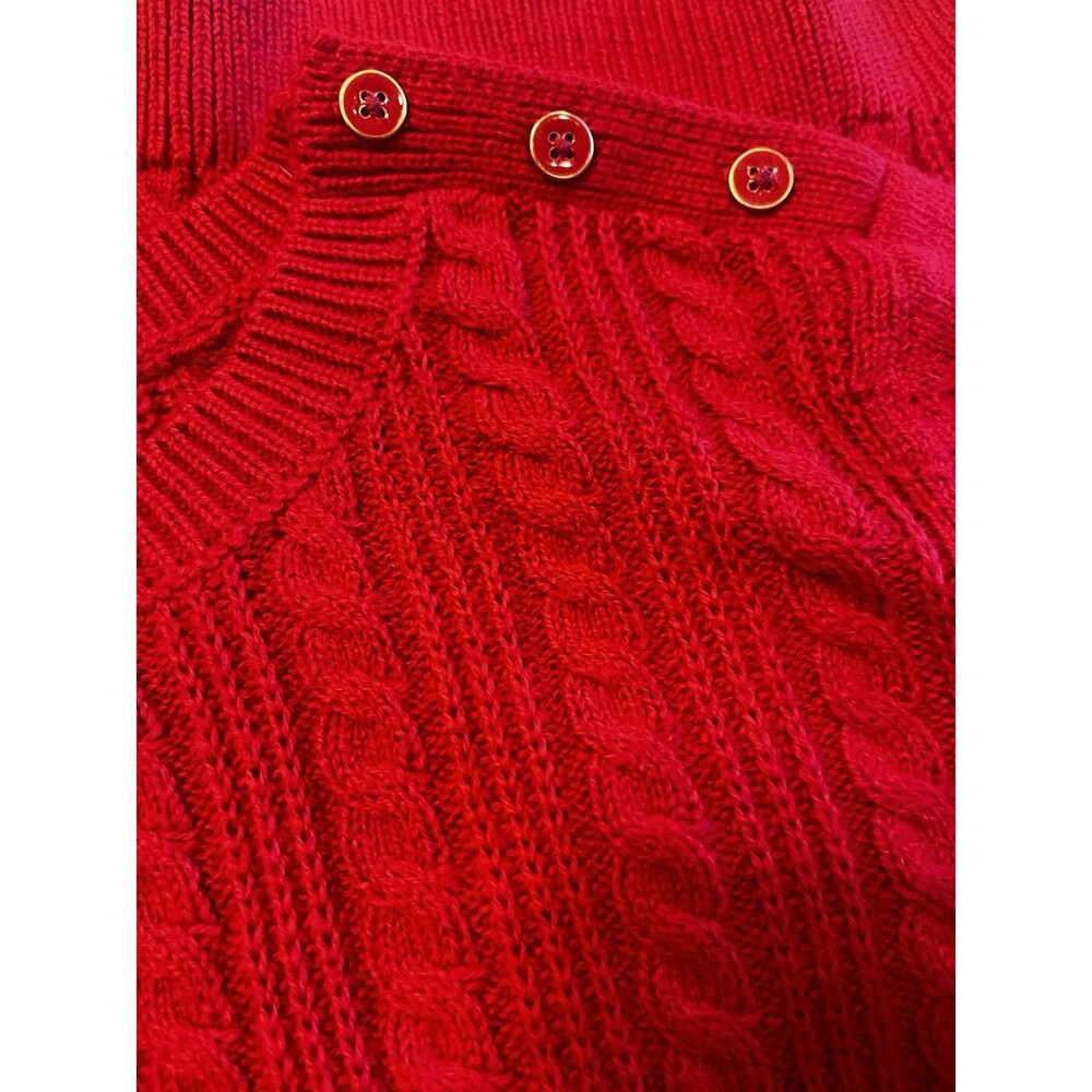 Talbots Women’s Round Neck Sweater Red Buttons Long Sleeve Valentine Classic NWT - Picture 4 of 6